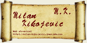 Milan Kikojević vizit kartica